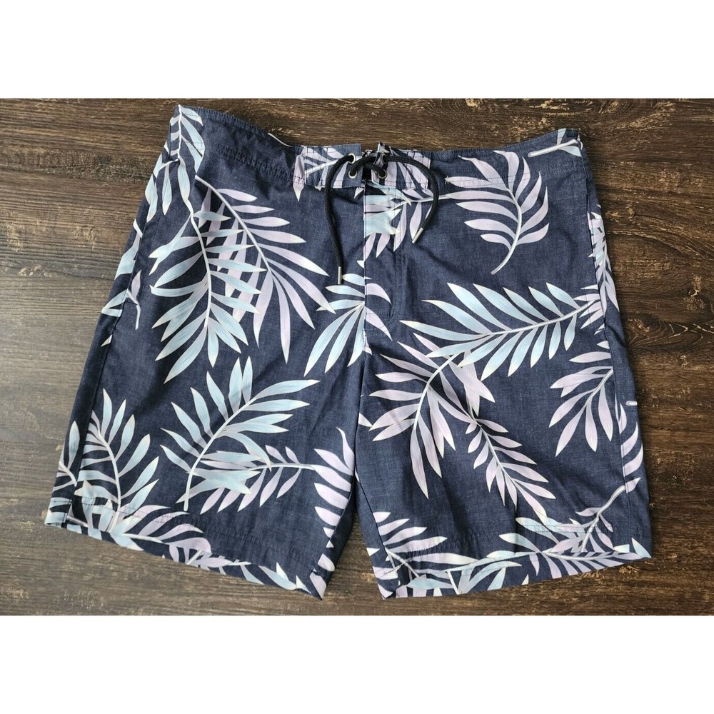 American Eagle Swim Trunks‎ Mens Large Blue Palm Tree Board Shorts No liner AE